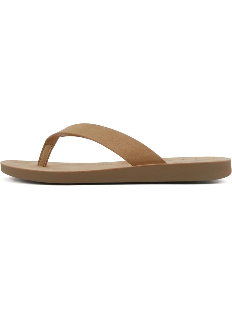 Women's Tan Flip Flops Basic Plain Slippers Thongs Sandals Strap Casual